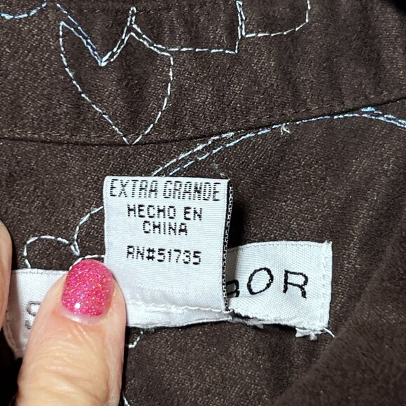 Sag Harbor Brown Floral Embroidered Button-Up Jacket XL Velour textured - Picture 6 of 11